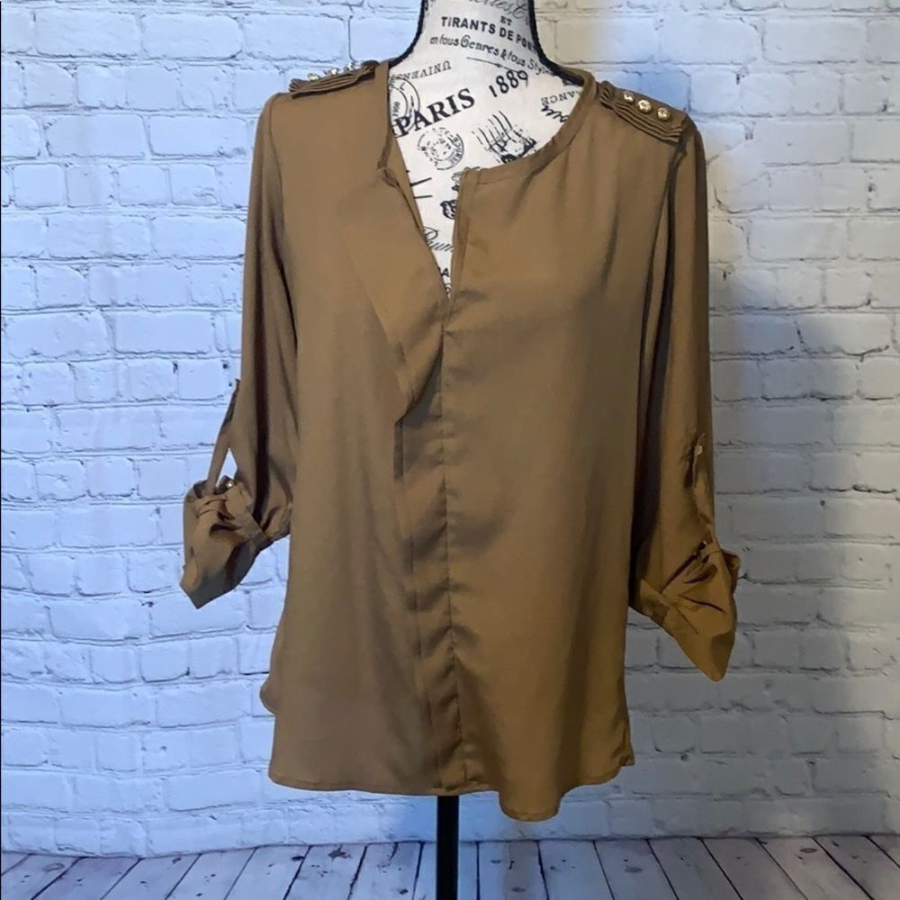 BISOU BISOU gold blouse size small